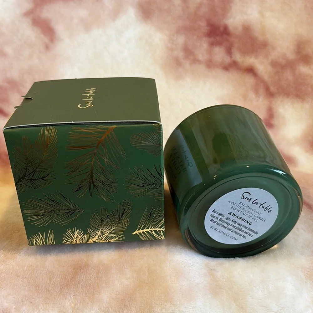 Sur La Table Balsam Clove Soy Candle Green Glass